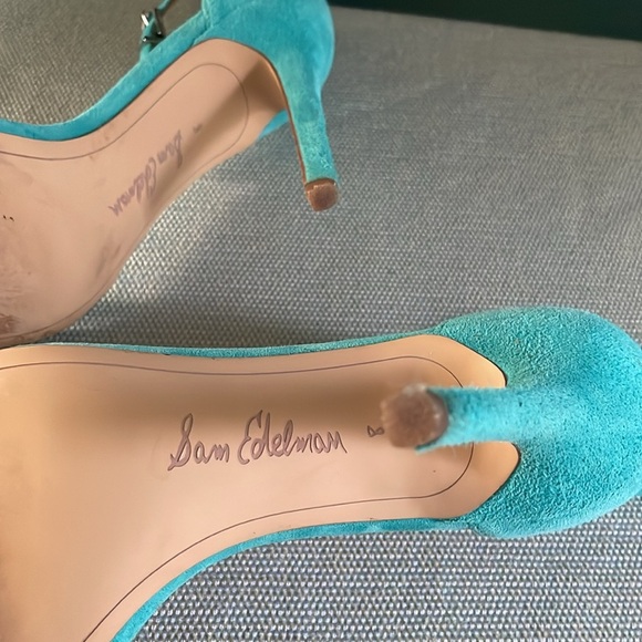 Sam Edelman turquoise, Blue suede Strappy Heels - Picture 9 of 10